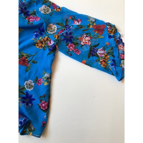 Calvin Klein Women’s Blue Floral 3/4 Sleeves Top XL - Picture 4 of 6